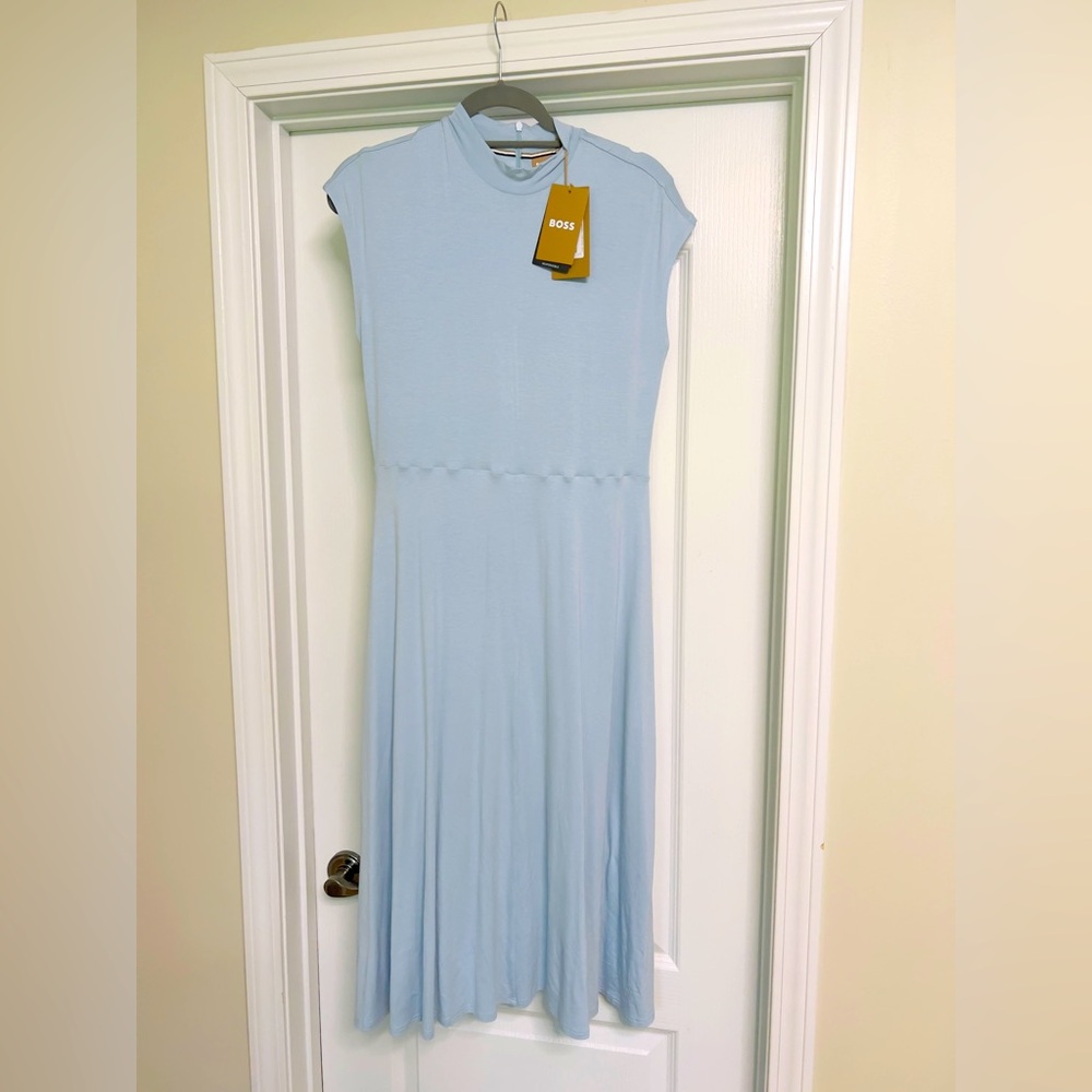 BOSS: Light Blue Midi Dress - Size Medium